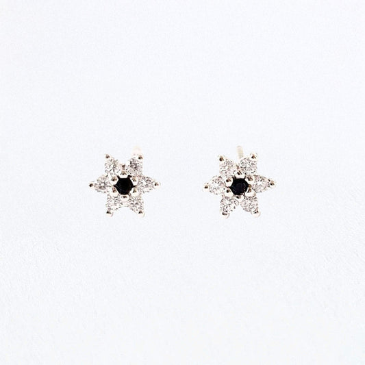 Puces d'Oreilles Edelweiss - Argent 925 Rhodié et Zirconium
