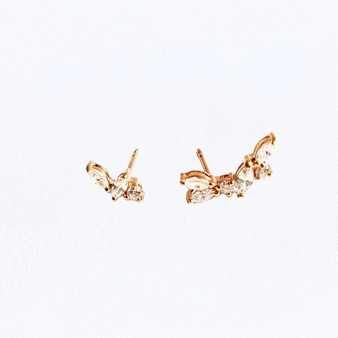 Boucle d'oreille grimpante plaqué or zirconium Ginny Bellaime