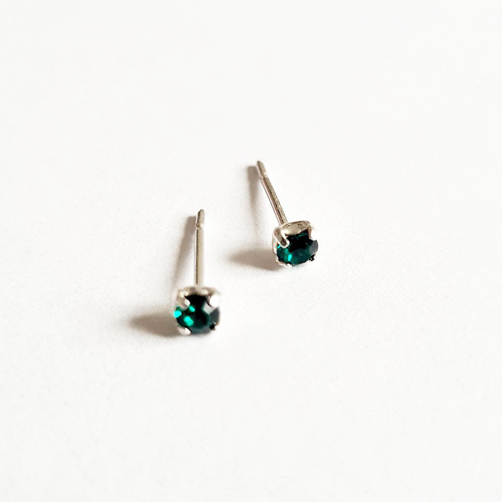 Boucle d'oreille verte puce argent 925 cristal Love It Bellaime 4