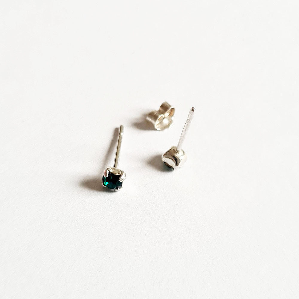 Boucle d'oreille verte puce argent 925 cristal Love It Bellaime 5
