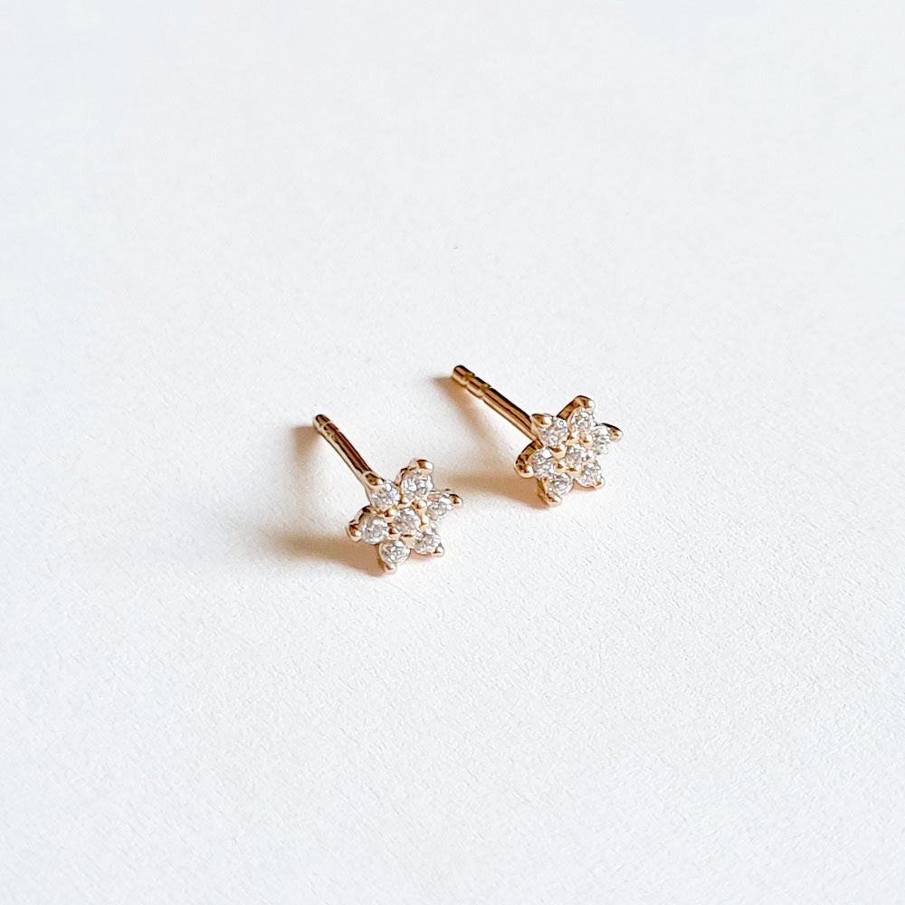 Boucle d'oreille etoile puce plaqué or 18K zirconium Stellar Bellaime 5