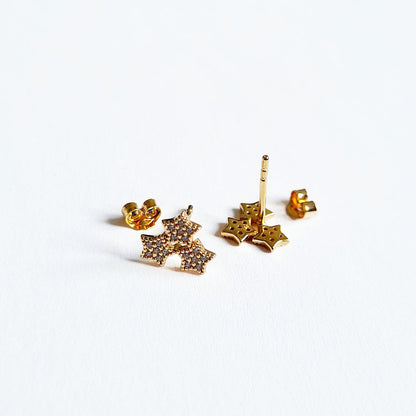 Puces d'oreilles etoile plaqué or 18K zirconium The Magic Bellaime 5