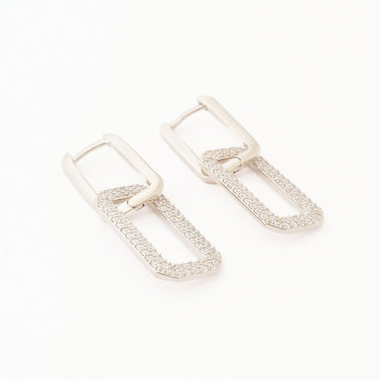Boucles d'oreilles creole argent 925 zirconium 3 cm Union Bellaime 5
