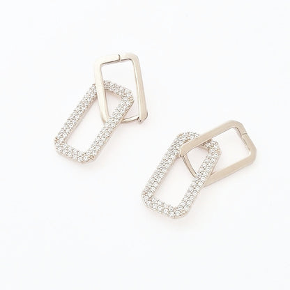 Boucles d'oreilles creole argent 925 zirconium 3 cm Union Bellaime 4