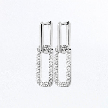 Boucles d'oreilles creole argent 925 zirconium 3 cm Union Bellaime 2