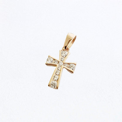 Collier croix femme plaqué or 18K zirconium Bellaime 5