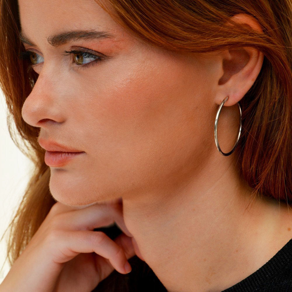 Boucles d'oreilles créoles argent 925 5 cm Harton Bellaime 2