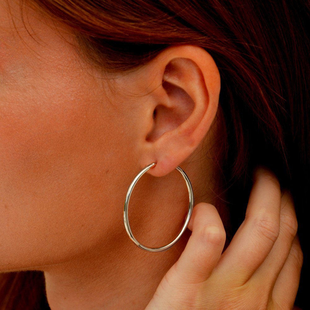 Boucles d'oreilles créoles argent 925 5 cm Harton Bellaime 3