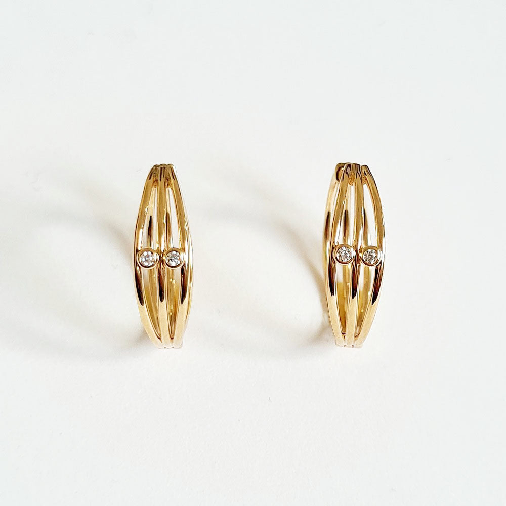 Boucle d'oreille femme créole plaqué or 18k zirconium 2 cm Jonah Bellaime 3