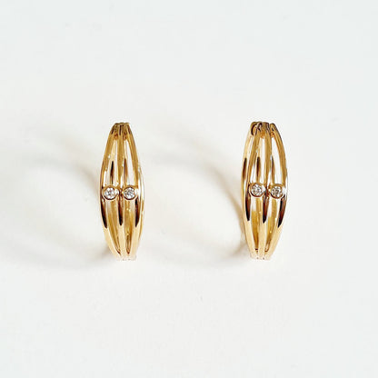 Boucle d'oreille femme créole plaqué or 18k zirconium 2 cm Jonah Bellaime 3