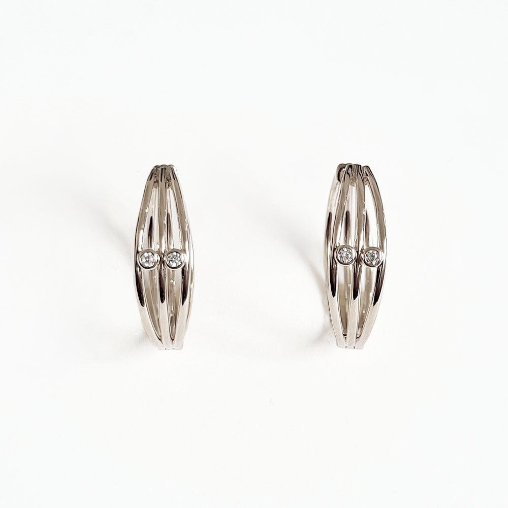 Boucle d'oreille femme créole argent 925 zirconium 2 cm Jonah Bellaime 3