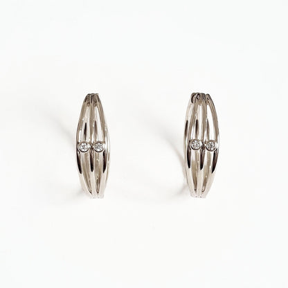 Boucle d'oreille femme créole argent 925 zirconium 2 cm Jonah Bellaime 3