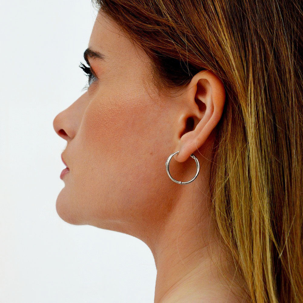 Boucle d'oreille femme créole argent 925 zirconium 2 cm Jonah Bellaime 5