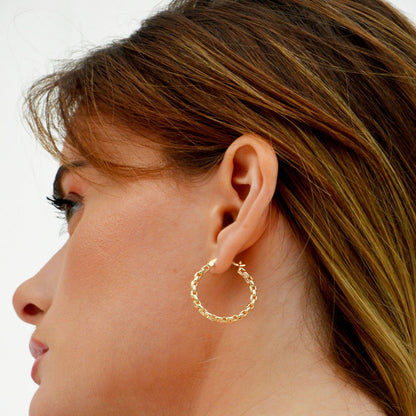 Boucles d'oreilles créoles torsadées plaqué or 18K 3 cm The Fame Bellaime 6