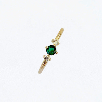 Bague solitaire plaqué or 18K zirconium vert Alberta Bellaime 5
