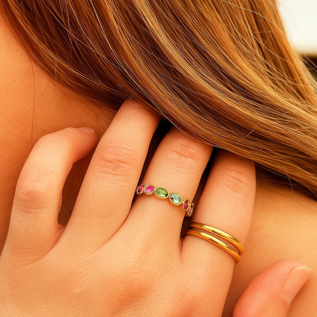 Bague colorée femme plaqué or 18K Colorful Bellaime 2