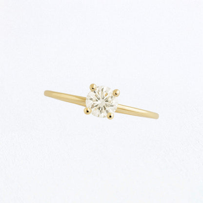 Bague solitaire plaqué or 18K zirconium Basic & Perfect 4 mm Bellaime 3
