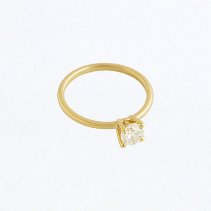 Bague solitaire plaqué or 18K zirconium Basic & Perfect 4 mm Bellaime 4