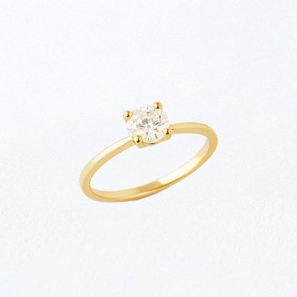 Bague solitaire plaqué or 18K zirconium Basic & Perfect 4 mm Bellaime