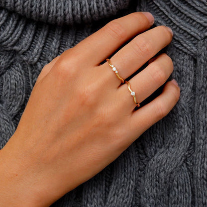 Bague femme plaqué or zirconium Wallace Trio Bellaime 2