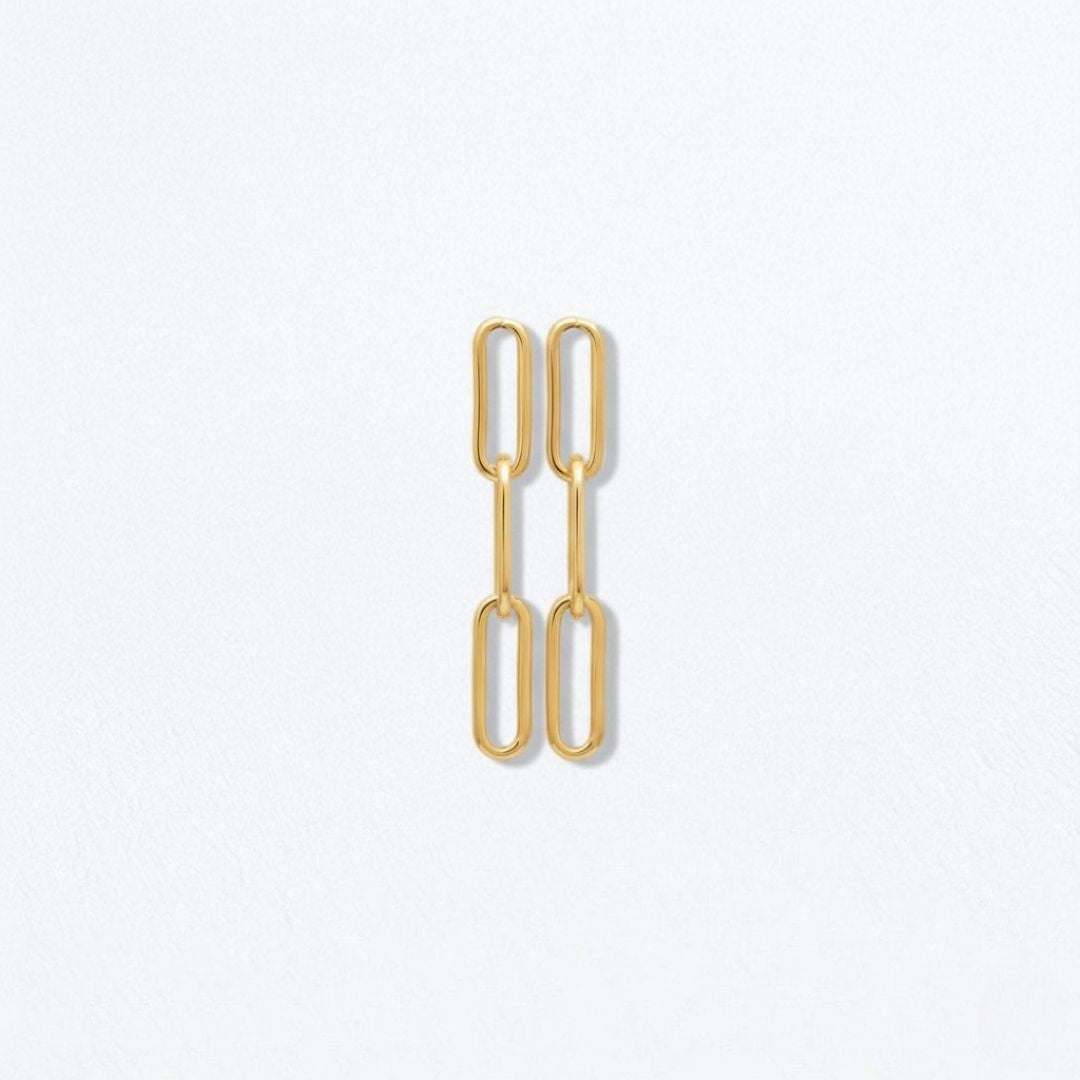 Boucles d'oreilles chaine pendantes plaqué or 18K Juliette Bellaime