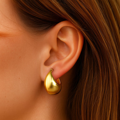 Boucles d'Oreilles Alba - Créoles acier inoxydable - Couleur or
