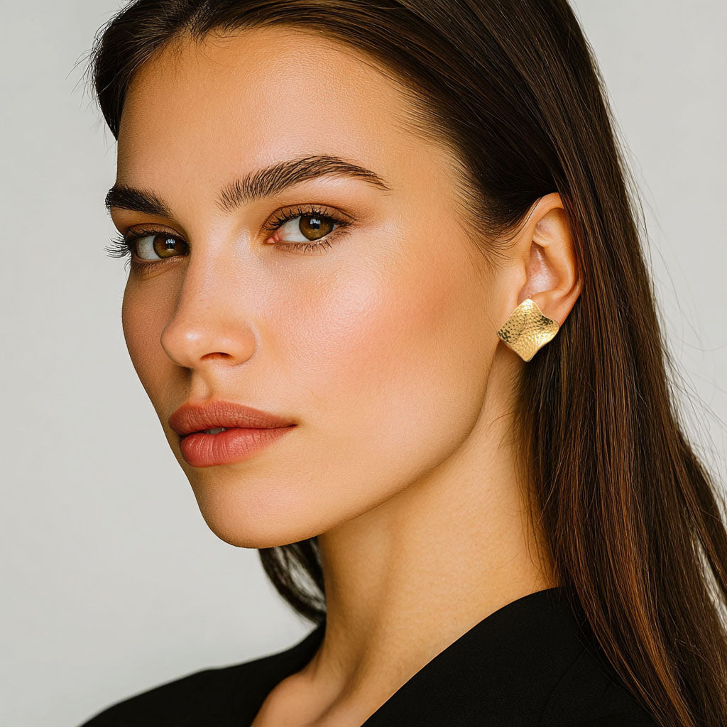 Boucles d'Oreilles Alma - Acier inoxydable - Couleur or
