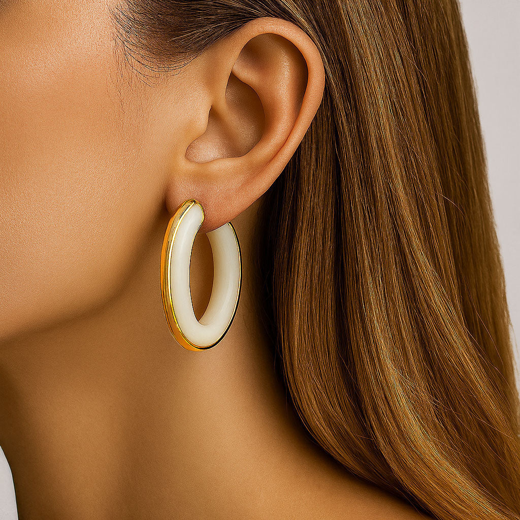 Boucles d'Oreilles Anais - Créoles acier inoxydable - Couleur or