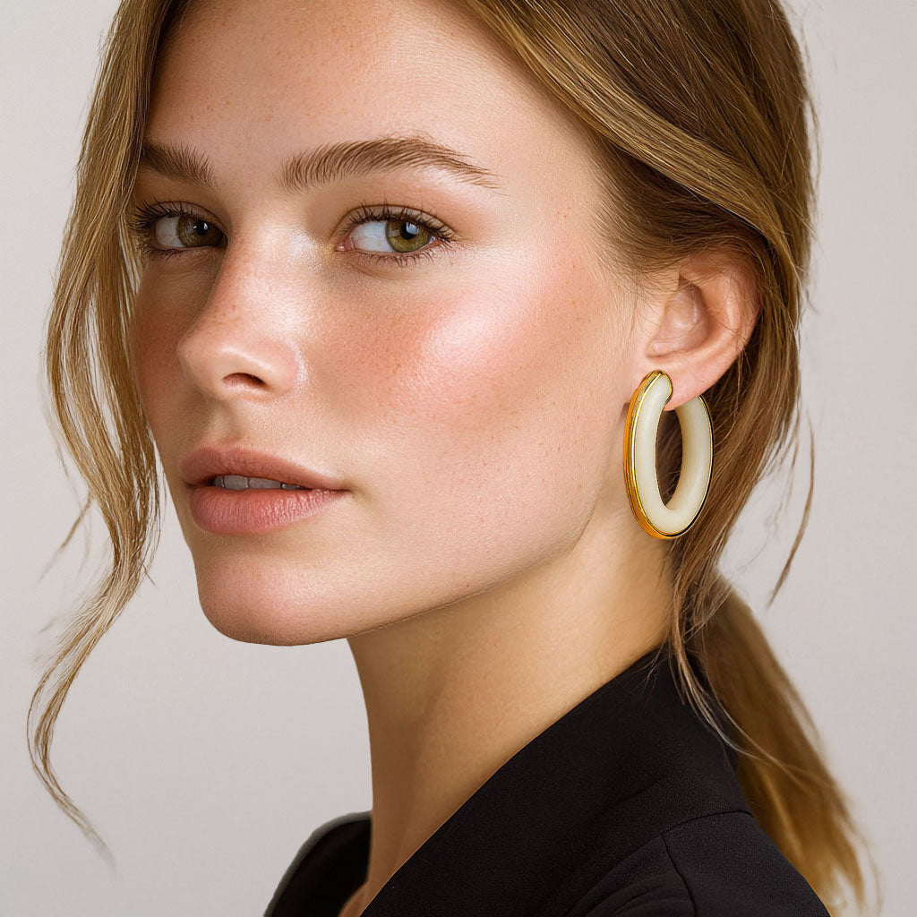 Boucles d'Oreilles Anais - Créoles acier inoxydable - Couleur or