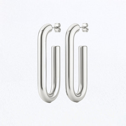 Boucles d'Oreilles Léonie - Créoles acier inoxydable - Couleur argent