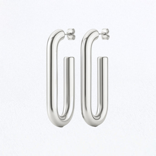 Boucles d'Oreilles Léonie - Créoles acier inoxydable - Couleur argent