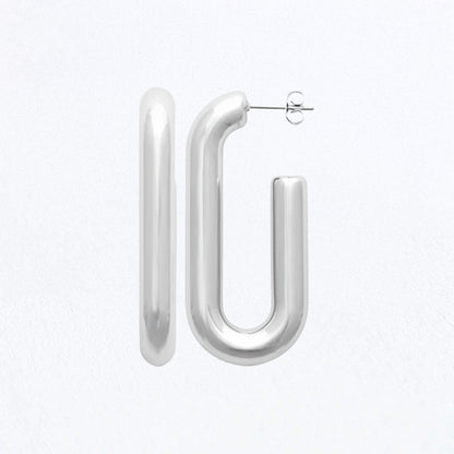Boucles d'Oreilles Léonie - Créoles acier inoxydable - Couleur argent