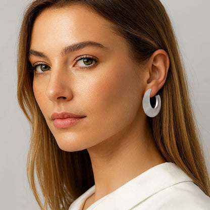 Boucles d'Oreilles Maeva - Créoles acier inoxydable - Couleur argent