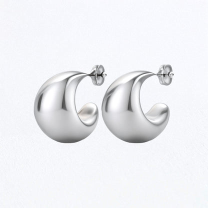 Boucles d'Oreilles Marta - Créoles acier inoxydable - Couleur argent