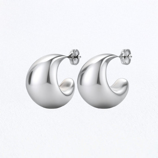 Boucles d'Oreilles Marta - Créoles acier inoxydable - Couleur argent