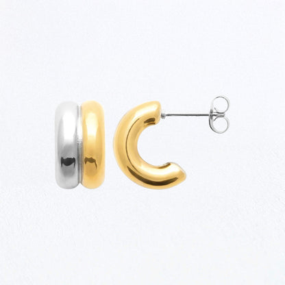 Boucles d'Oreilles Eclypse - Créoles acier inoxydable - Couleur or et argent