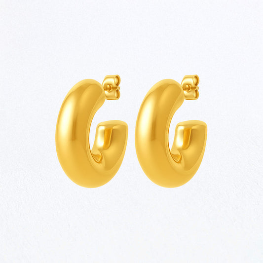 Boucles d'Oreilles Eleis - Créoles acier inoxydable - Couleur or