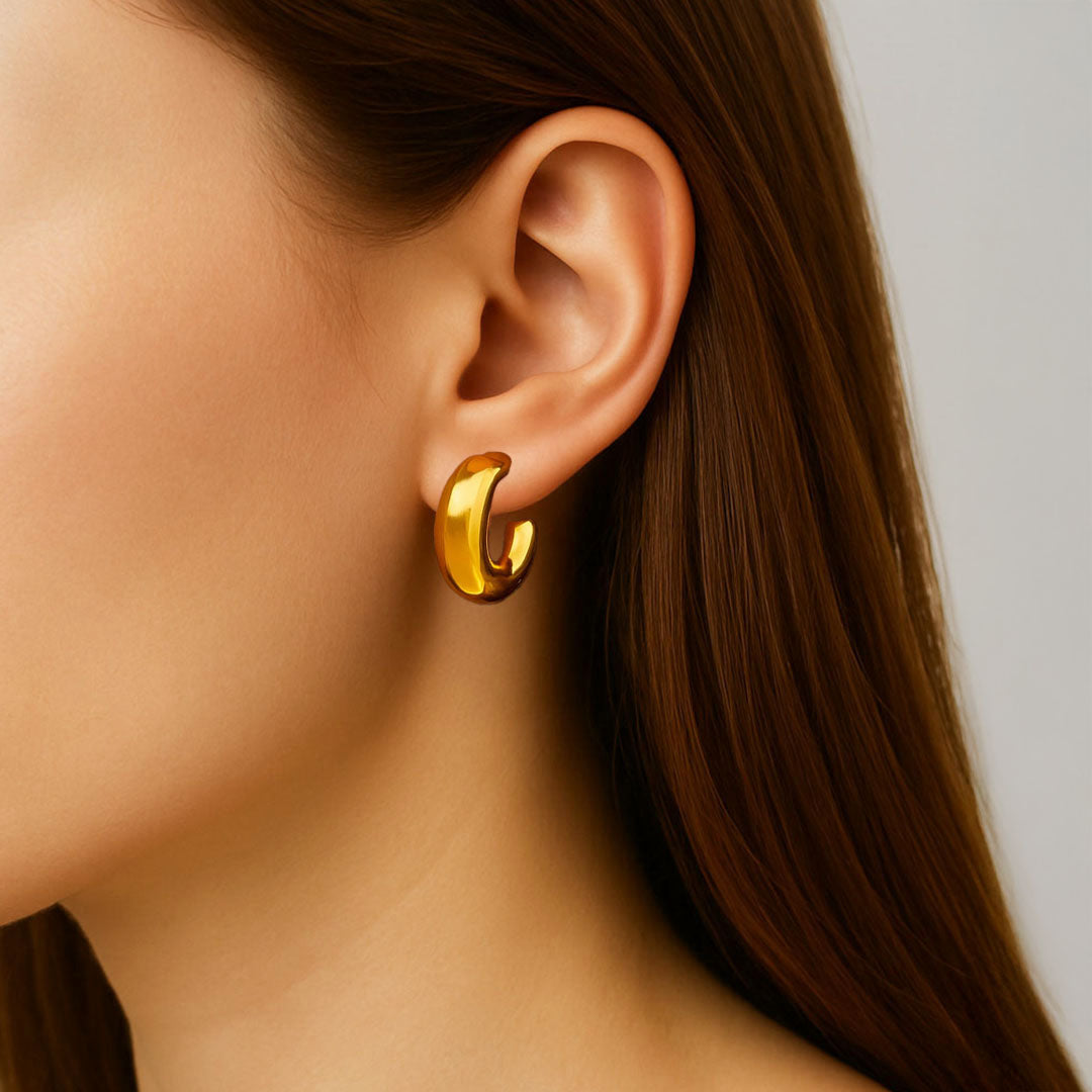 Boucles d'Oreilles Eleis - Créoles acier inoxydable - Couleur or