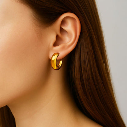 Boucles d'Oreilles Eleis - Créoles acier inoxydable - Couleur or