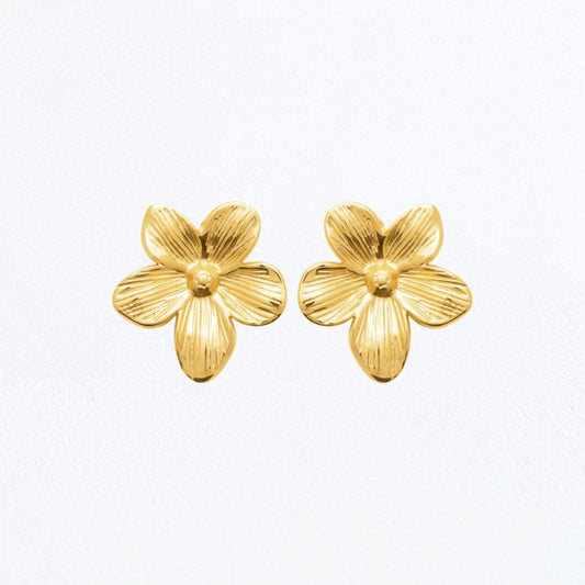 Boucles d'Oreilles Flora - Acier inoxydable - Couleur or