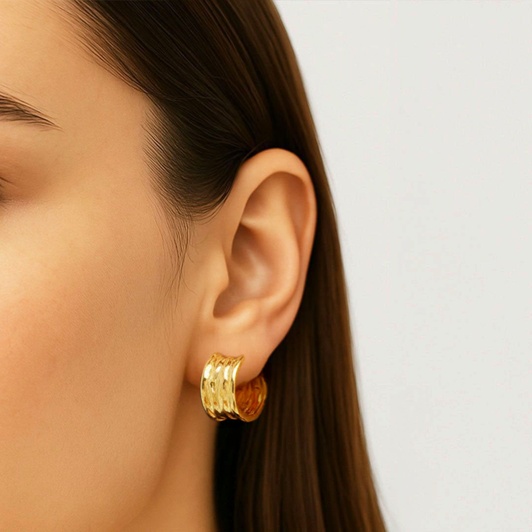 Boucles d'Oreilles Georgia - Créoles acier inoxydable - Couleur or