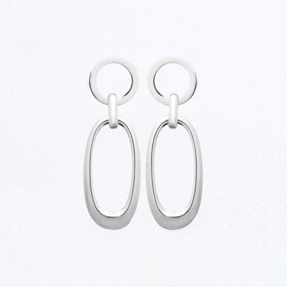 Boucles d'Oreilles Jade - Créoles acier inoxydable - Couleur argent