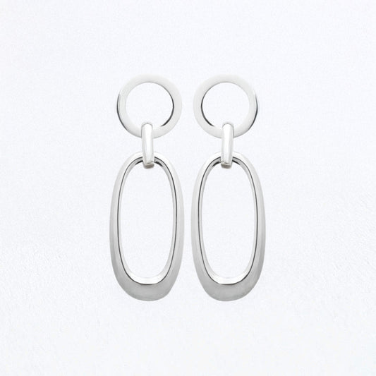 Boucles d'Oreilles Jade - Créoles acier inoxydable - Couleur argent