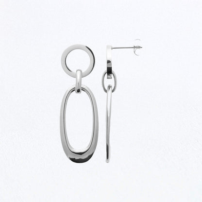Boucles d'Oreilles Jade - Créoles acier inoxydable - Couleur argent