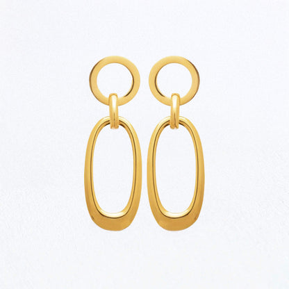 Boucles d'Oreilles Jade - Créoles acier inoxydable - Couleur or