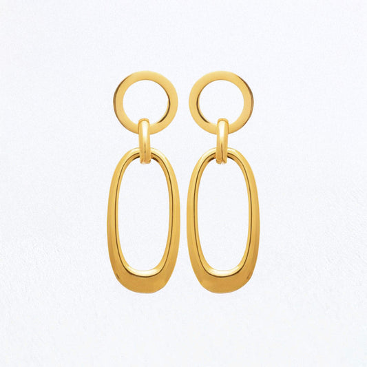 Boucles d'Oreilles Jade - Créoles acier inoxydable - Couleur or