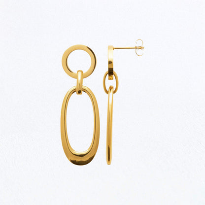 Boucles d'Oreilles Jade - Créoles acier inoxydable - Couleur or