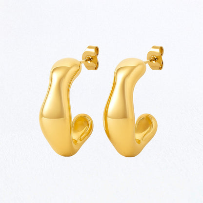 Boucles d'Oreilles Kate - Créoles acier inoxydable - Couleur or