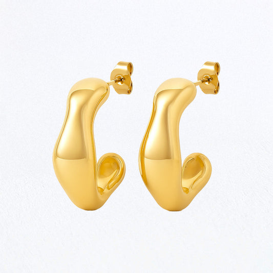 Boucles d'Oreilles Kate - Créoles acier inoxydable - Couleur or
