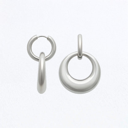 Boucles d'Oreilles Laurine - Créoles acier inoxydable - Couleur argent